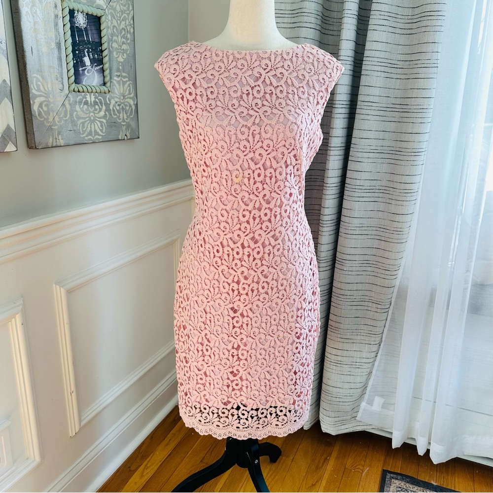 Ralph Lauren Blush Lace Cotton Straight Dress Kentucky Derby